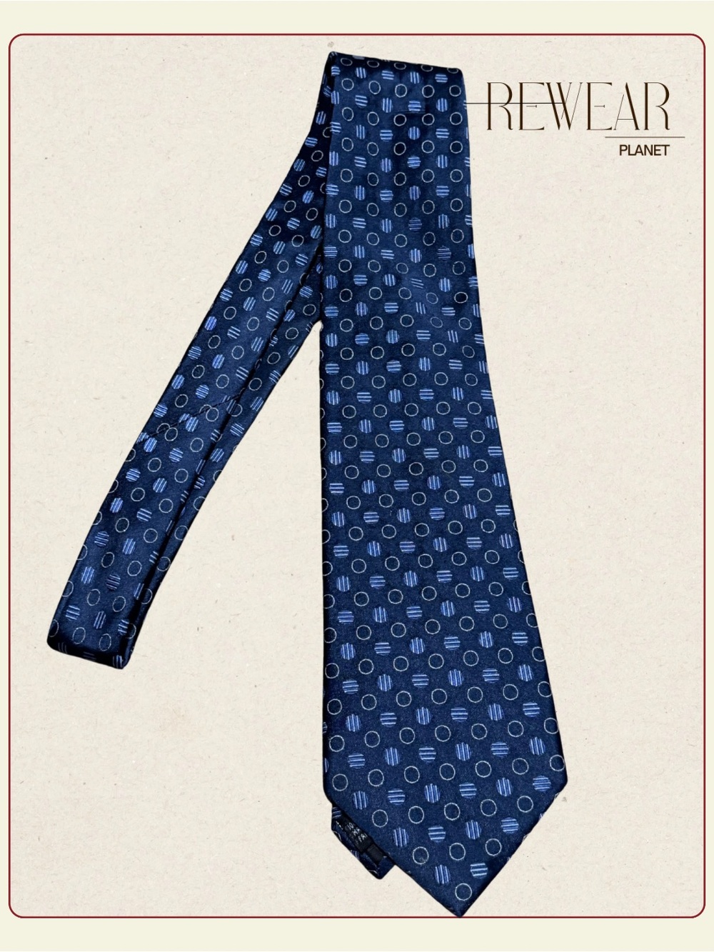 Balmain Paris 100% Silk Blue Geometric Polka Dot Tie 59” x 4”